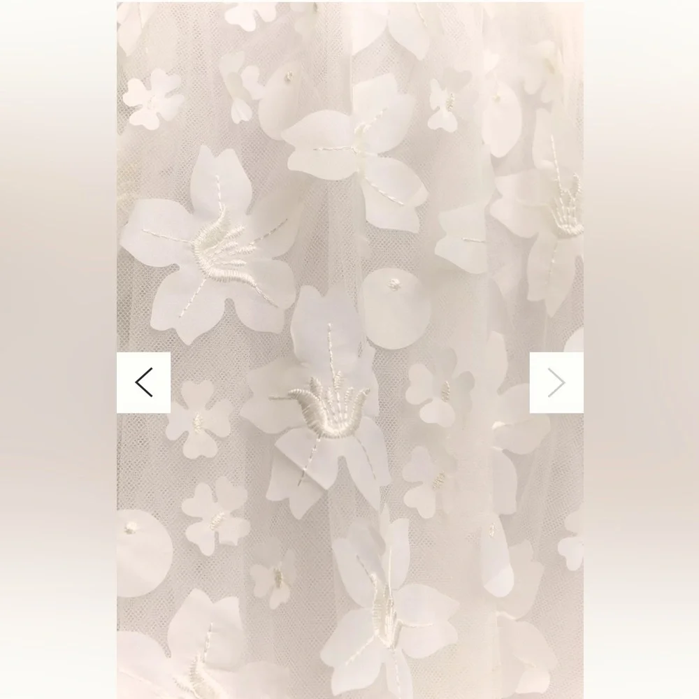 Anthropologie BHLDN Stevie V-Neck Floral Appliqué A-Line Midi Dress in Ivory - Picture 7 of 7